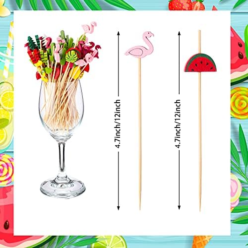 Patelai 160 Pcs Cocktail Accessories Delicate Tropical Bamboo Picks Perfect for Summer Parties