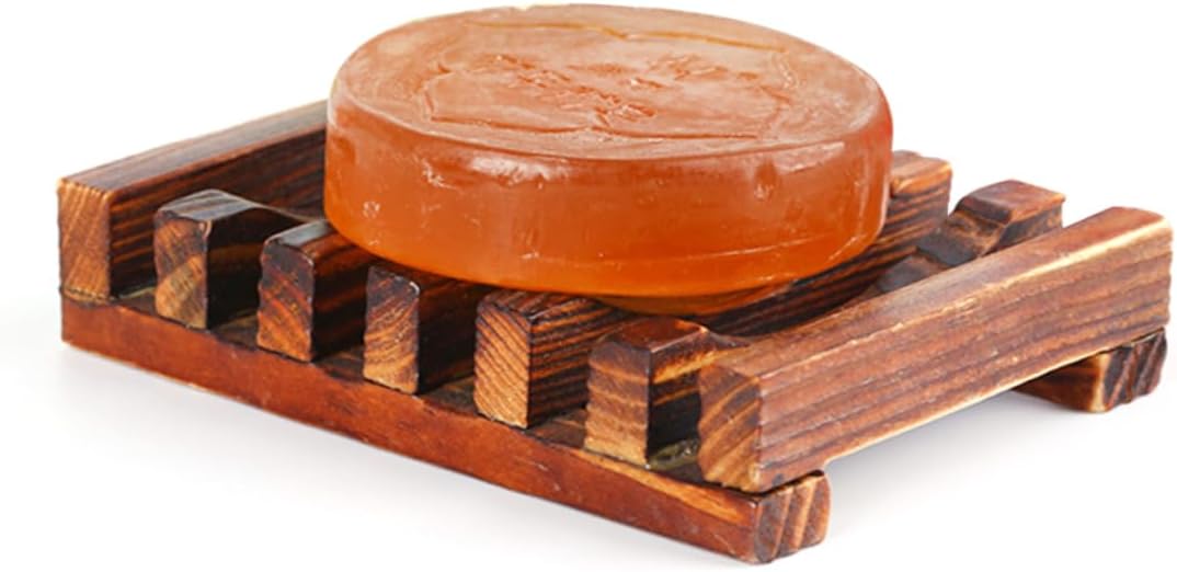 Sturdy Bamboo Soap Dish 4-Pack for Bathroom or Kitchen