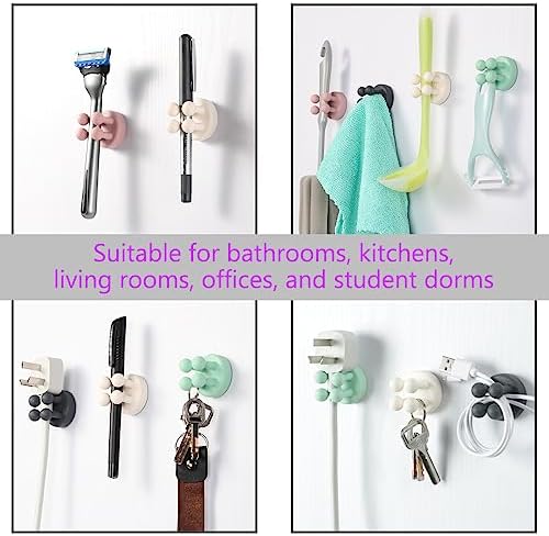 2-Piece Silicone Toothbrush Holders - Multi-Functional Wall Mounted Hooks for Kitchen Bathroom Living Room Office Use
