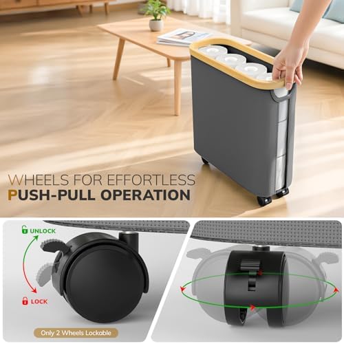 Convenient Toilet Paper Holder Organizer with Wheels for Bathroom Use