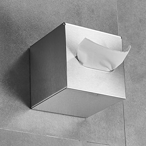 JunSun Square Tissue Box Holder - Stainless Steel Brushed Nickel 5x5x5
