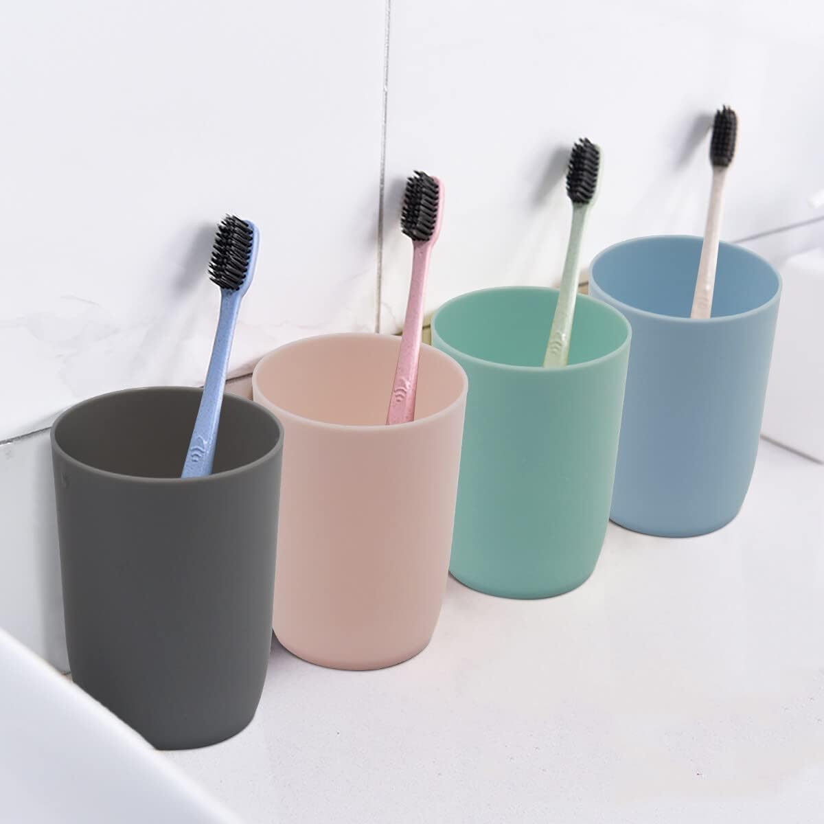 Topsky 4-Pack Reusable Plastic Toothbrush Cups - Luxury Design
