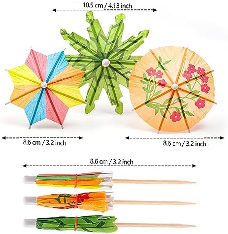 FFNIU 152-Piece tropical Drink Umbrellas for Tiki Bars Parties