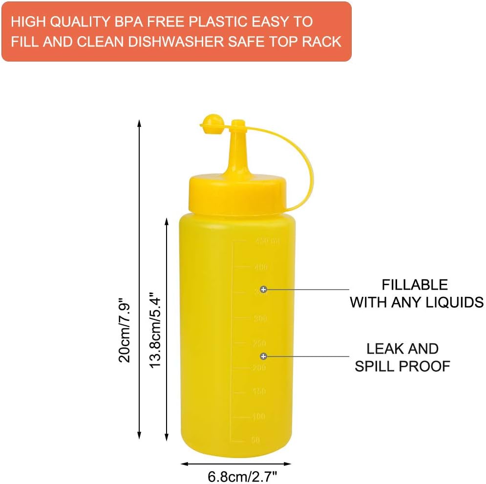 4-Piece 16oz Plastic Condiment Squeeze Bottles with Cap for Kitchen Use