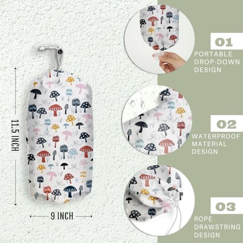 Mushroom Toilet Paper Storage Bag 115 x 9 inches - Cute Decor for Home Kitchen camping more