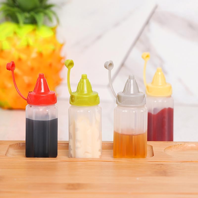 4 Pcs Mini Squeeze Condiment Bottles 1 OZ transparent for Easy Refill Kitchen Storage