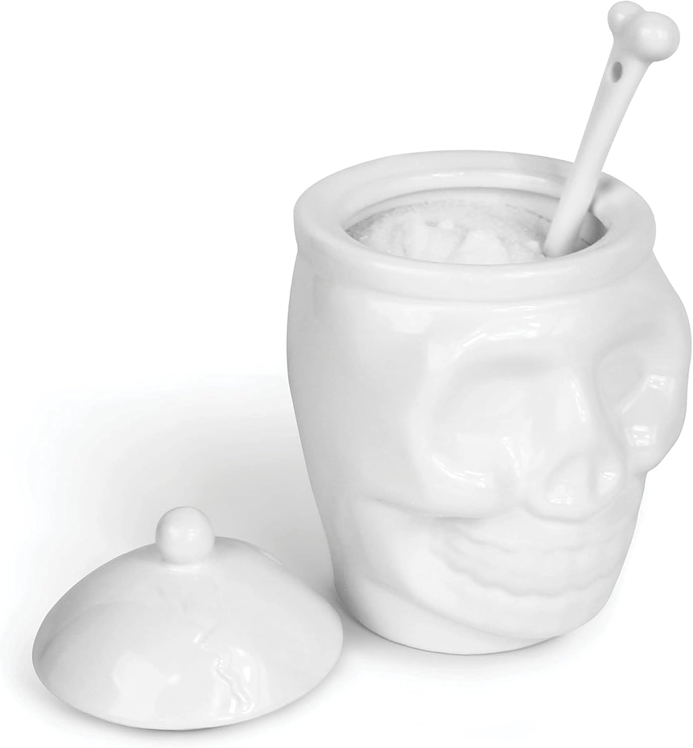 Skeleton Signed 12 Oz Sugar Bowl With Bone Spoon