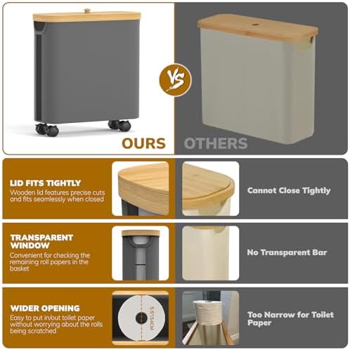 Convenient Toilet Paper Holder Organizer with Wheels for Bathroom Use