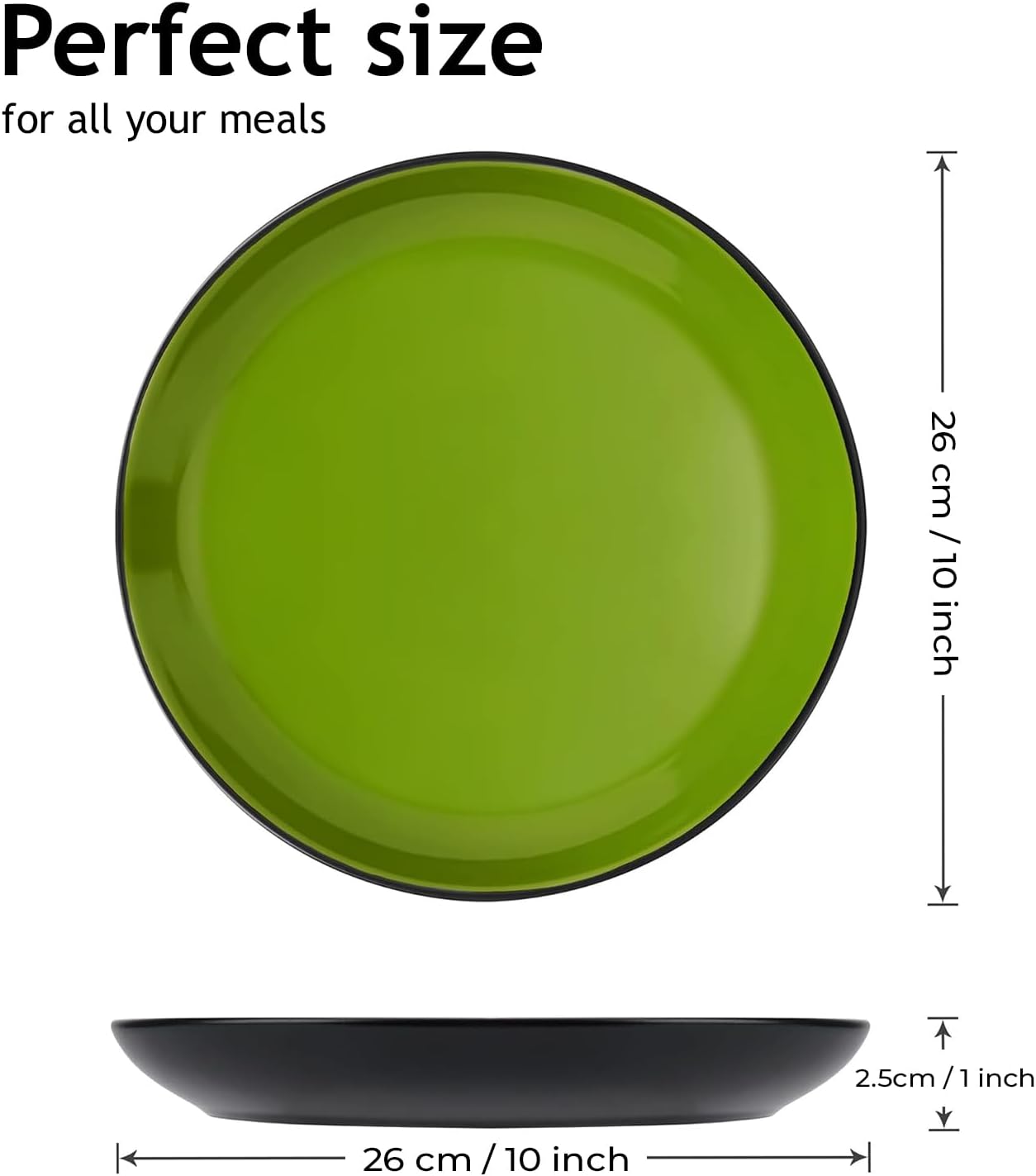 MIAMIO 6-Piece Dinner Plate Set Stoneware Ceramic Tableware Set - Le Papillon Collection Mixed 10 Inch