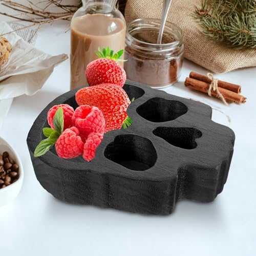 Alipis Wooden Skull Bowl Halloween Charcuterie Cheese Board