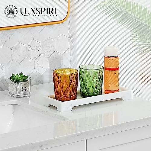 Luxspire Builder-Proof Bathroom Vanity Tray Marble Design 11 x 4