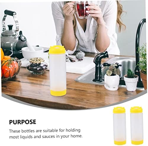 2Pcs Set Two-Handled Squeeze Bottles for Sauces 20oz Refillable Condiment Dispensers