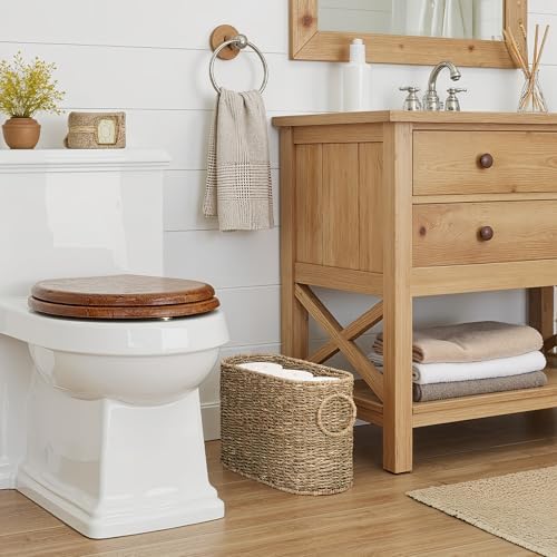 StorageWorks Toilet Paper Storage Holder Wicker Basket Bathroom Accessory Natural Seagrass Design