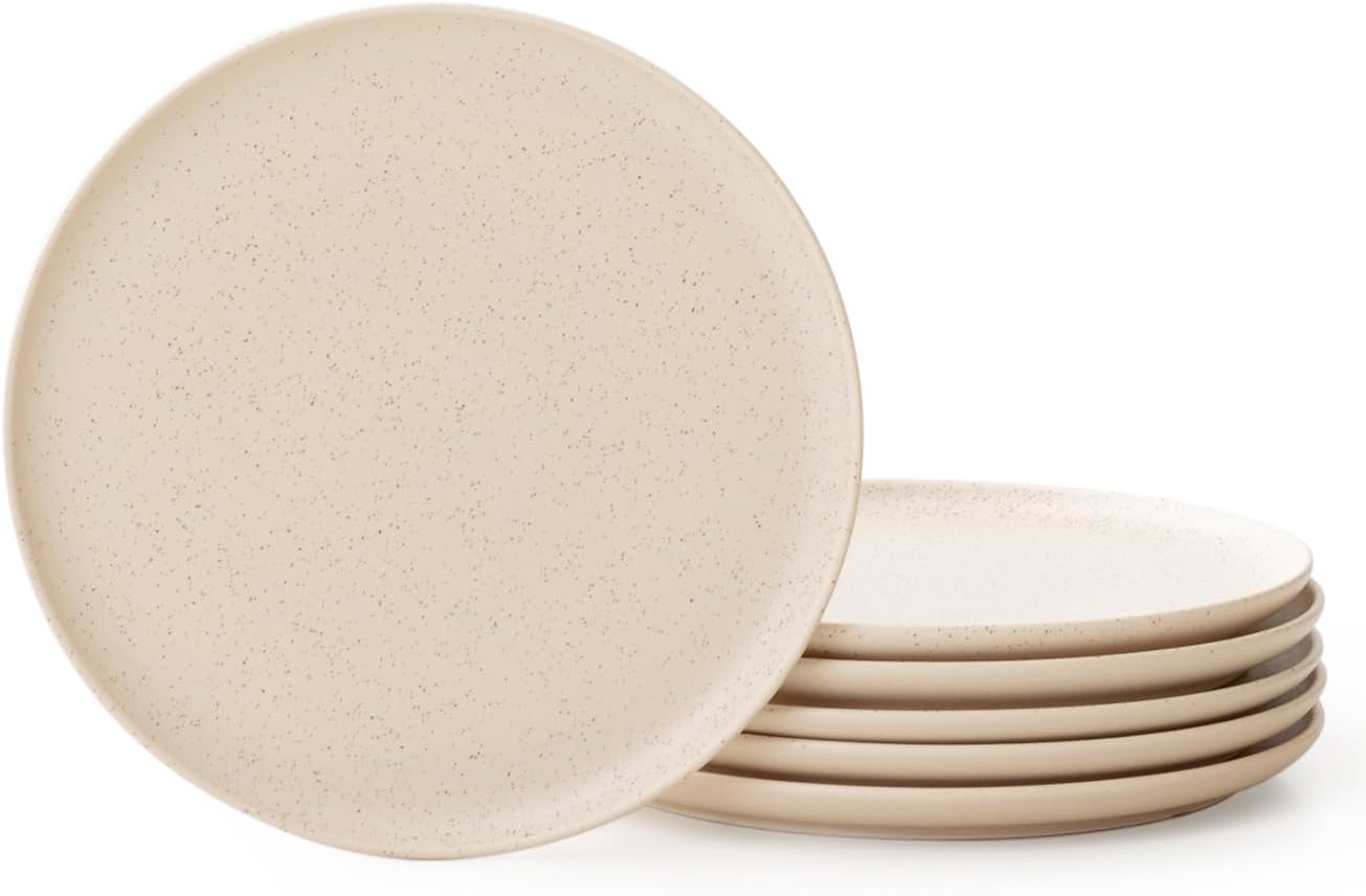 6-Piece Chip and Scratch-Resistant Dinner Plate Set in Oat Beige