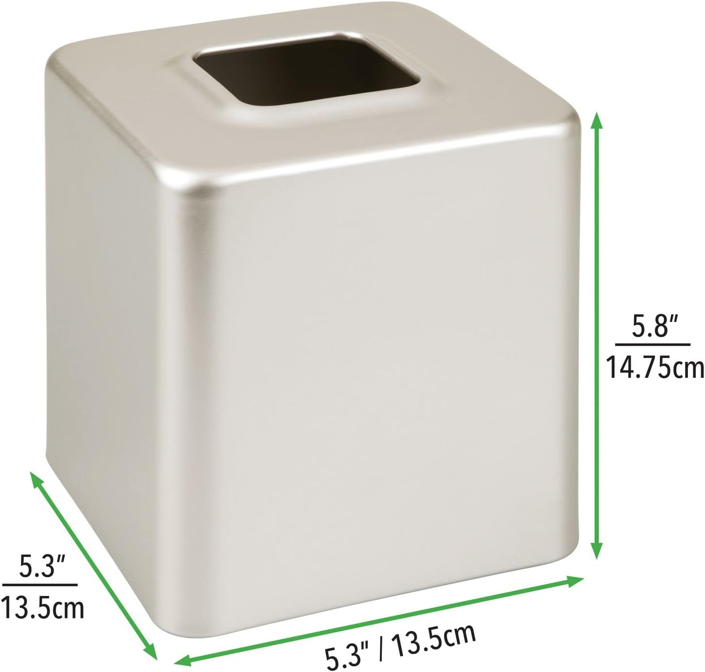 mDesign Steel Square Tissue Box Cover - Satin