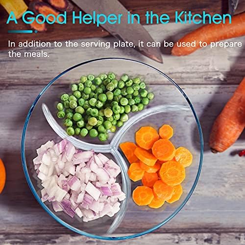 NUTRIUPS Small Round Glass SERVING Plate with Dividers