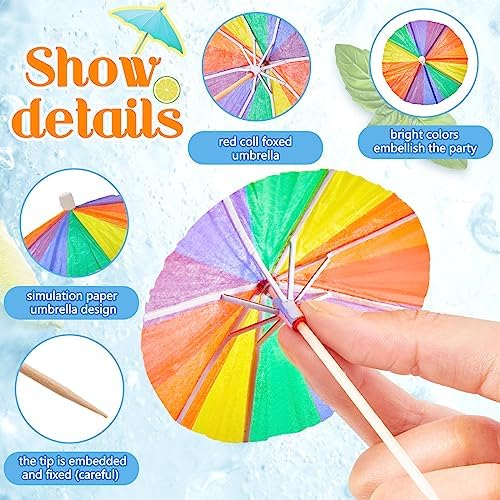 150 Multicolored Drink Umbrellas in v Got to See This Rainbow Party Accessories