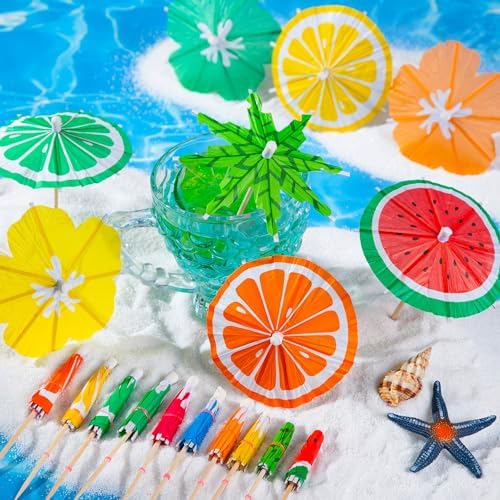 FFNIU 150-Piece Cocktail Umbrellas Assorted Colors Styles