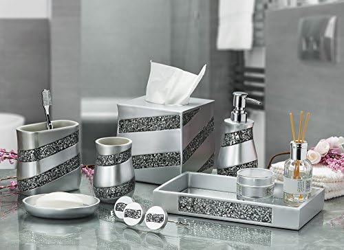 Creative Scents Silver Mosaic Electric Toothbrush and Toothpaste Holder