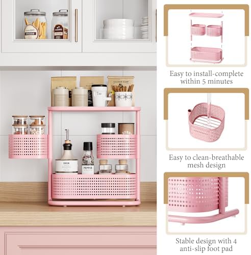 KINGRACK 3 Tier Rotating Bathroom Organizer with Non-Slip Feet