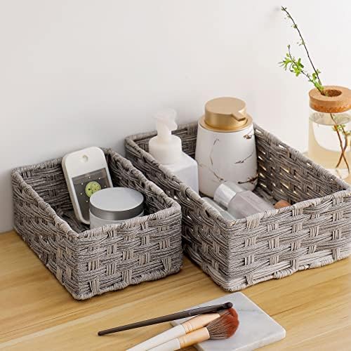 Woven Plastic Tank Cubby Organizing Basket for Bathroom More Durable Waterproof for Toiletries Small Items