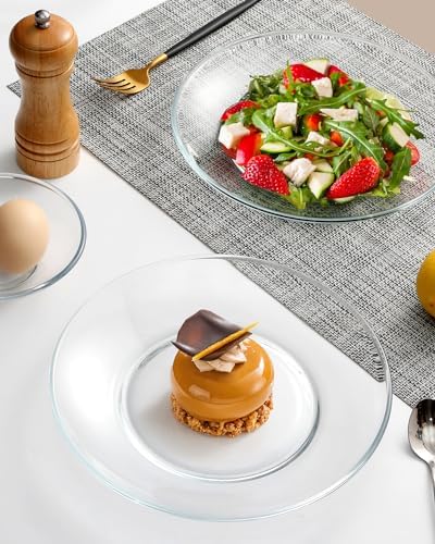 NUTRIUPS 9-Inch Tempered Glass Plates Perfect for Desserts Salads Microwave Dishwasher and Freezer Safe Stylish Design