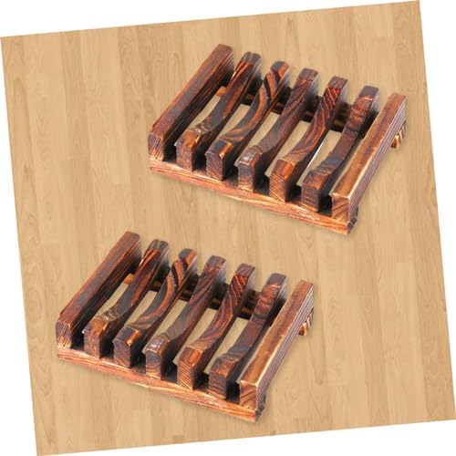 Garneck 2-Piece Effortlessly Dry Wooden Soap Holder with Drain ECO-Friendly Bathroom Kitchen Accessory