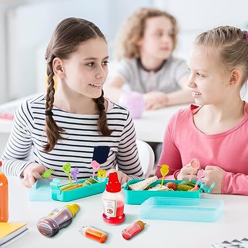 26 Pcs Lunch Bento Soy Sauce Case Container for Kids with Condiment Squeeze Bottles and Animal Food Picks