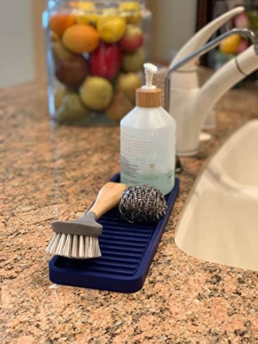 Premium Silicone Kitchen Sink Organizer tray 12x4 inch Black Durable Easy to Clean