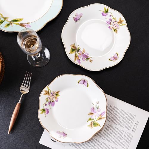 YALONG Ceramic 8-Inch Appetizer Plates china Stackable Set of 2