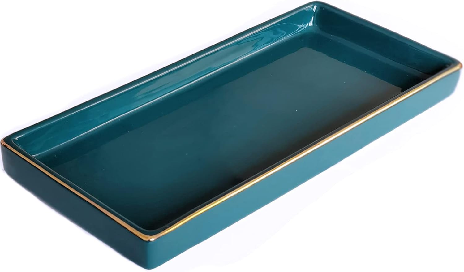 HANKOR Brightening 10x5 Ceramic Bathroom Tray for Countertops