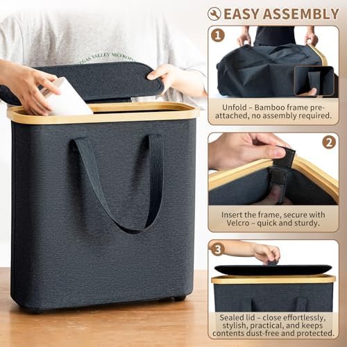 AiseNnO 30L Toilet Paper Storage Basket with Lid Handle