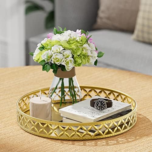 EKNITEY 11 Gold Flower bathroom Vanity Trays - Space-Saving Counter Organizer for Towels Cosmetics More