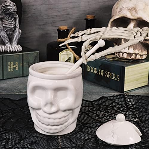 Skeleton Signed 12 Oz Sugar Bowl With Bone Spoon