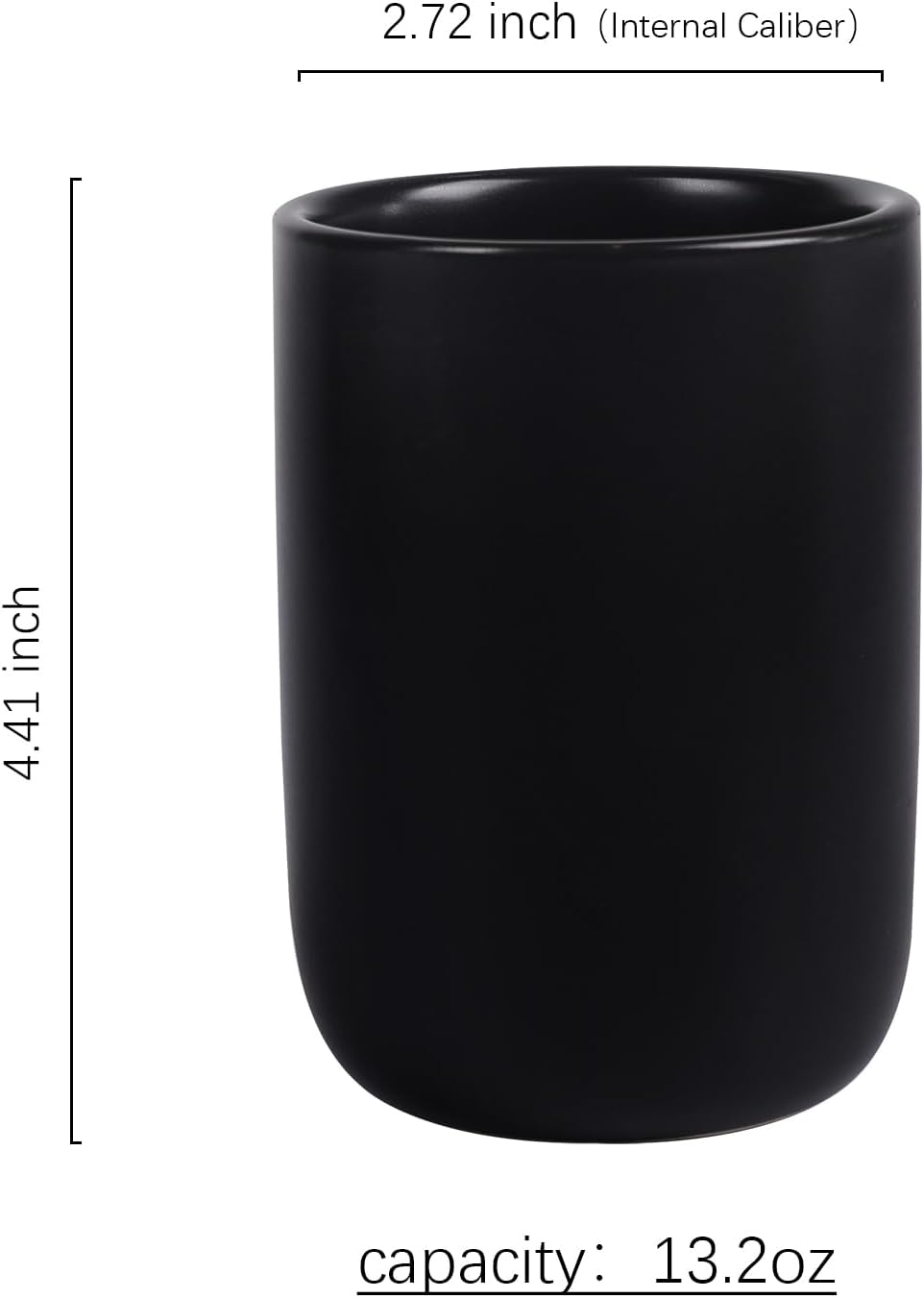 BosilunLife Ceramic Toothbrush Holder - 12oz Black Tumbler Cup - Reusable Oral Care Accessory