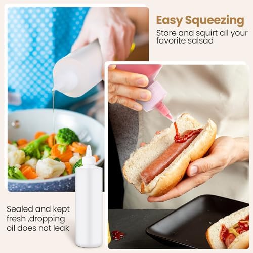 Irenare 30-Piece Plast Squeeze Bottles for Sauces