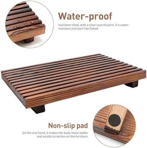 Farmhouse Inspired Wood Bath Counter Tray Multi-Functional Storage Decor for Bathroom Kitchen