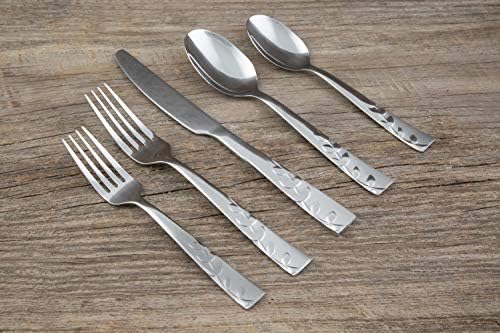 Cambridge Silversmiths Blossom Flatware Set Service for 4 Stainless Steel 20 Count Brushed Finish