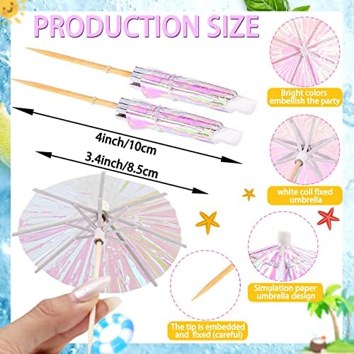 Didaey Fluorescent 50-Piece Parasol Umbrella Cocktail Picks for Summer Outdoor Entertaining