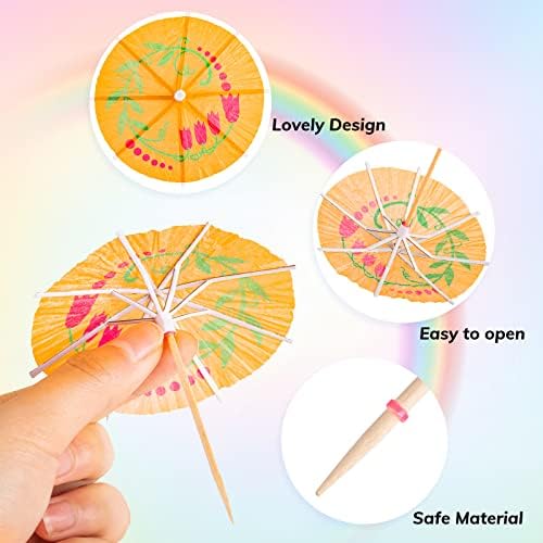 Bzybyy 160-Piece Umbrella Cocktail Picks for Luau Tropical Hawaiian Party Decorations and Thematic Events