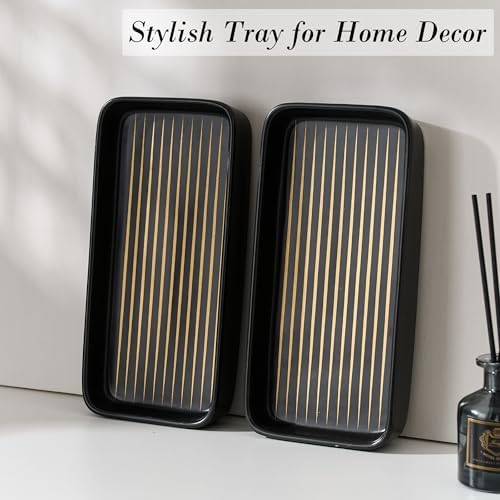 Two-Color Striped Bathroom Vanity Trays Compact Stylish for Sink Vanities More
