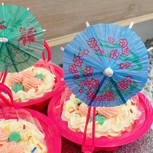 Haundry 50-Pack Cocktail Umbrella Picks - tropical drink picks for Luau Party