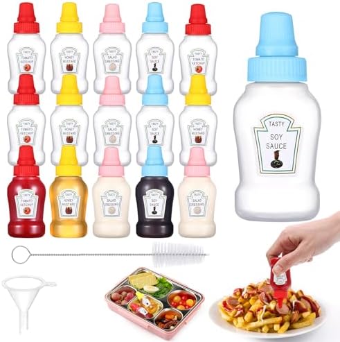16pcs Mini Ketchup Bottles 25ML Compact Durable for Storage