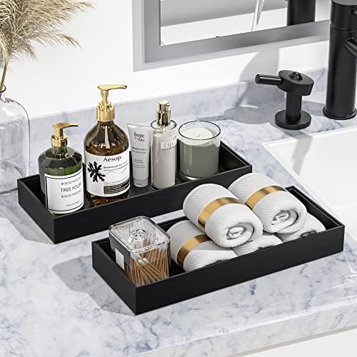 VeyFey 2-Piece Toilet Tank Organizer Box for Modern Black Bathrooms