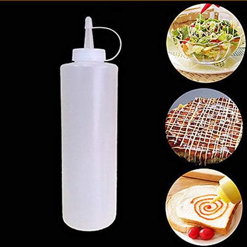 3-pack plastic condiment squeeze bottles with tip caps
