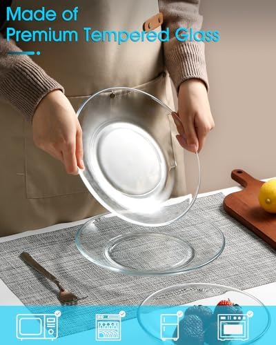 NUTRIUPS 9-Inch Tempered Glass Plates Perfect for Desserts Salads Microwave Dishwasher and Freezer Safe Stylish Design