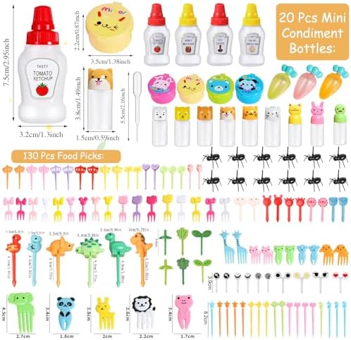 150 Animal Pattern Condiment Squeeze Bottles Perfect for Bento Lunches