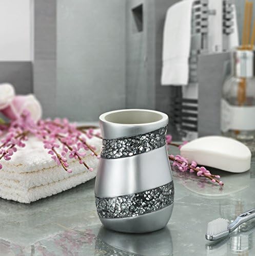 Creative Scents Silver Mosaic Electric Toothbrush and Toothpaste Holder