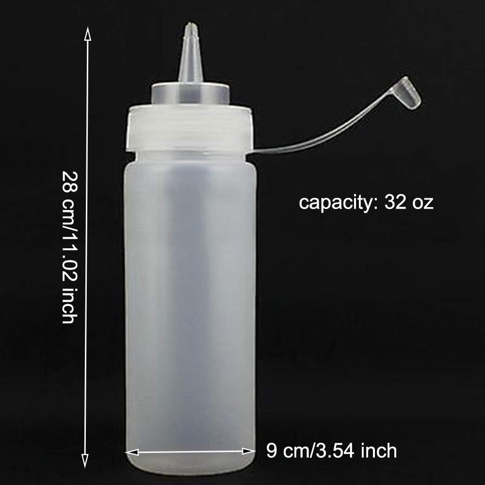 3-pack plastic condiment squeeze bottles with tip caps
