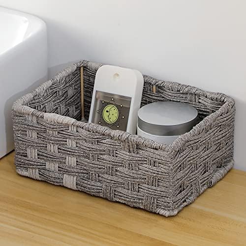 Woven Plastic Tank Cubby Organizing Basket for Bathroom More Durable Waterproof for Toiletries Small Items
